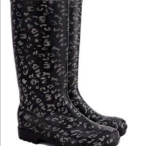 Women’s glitter leopard rain boots